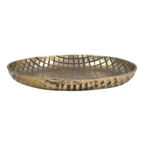 Ankara Round Tray/Candleplate - Vintage Brass Finish